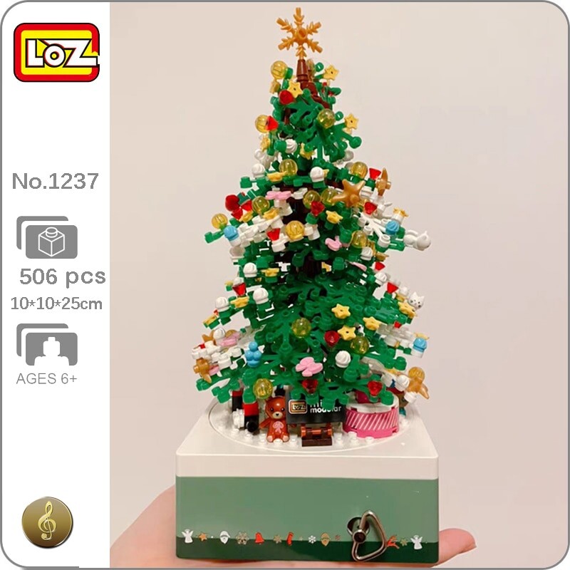 LOZ 1237 Merry Christmas Tree Santa Claus Snowman Star Apple Music Box -  LOZ Blocks Official Store