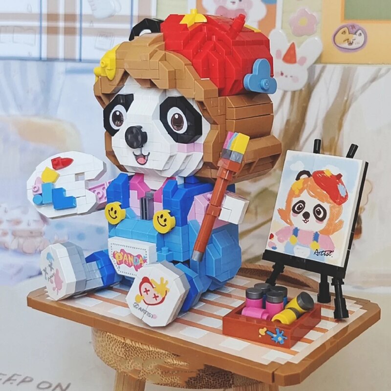 LOZ 8119 Animal World Panda Painter Artist Pet Doll