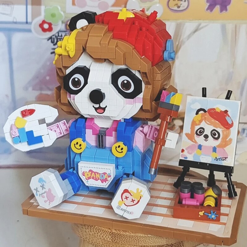 LOZ 8119 Animal World Panda Painter Artist Pet Doll