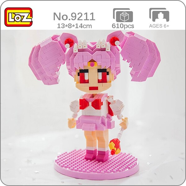 LOZ 9211 Anime Sailor Moon Tsukino Usagi Chibiusa Soldier Doll Model