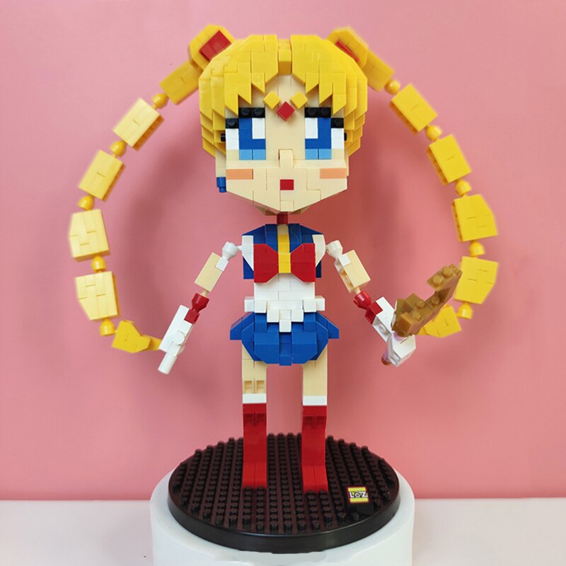 LOZ 9794 Anime Sailor Moon Tsukino Usagi Pretty Soldier Doll Model