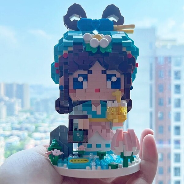 LOZ 8103&8105 Ancient Scholar Beauty Lady Cocktail Wine Mango Tea Drink Model