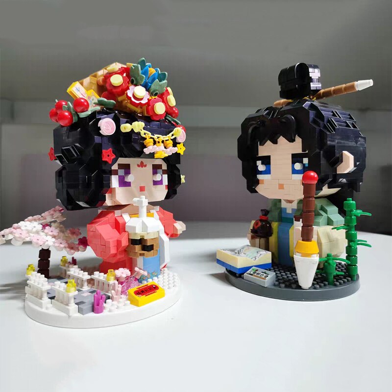 LOZ 8104&8106 Ancient Scholar Beauty Queen Baijiu Wine Milk Tea Drink 3D Model