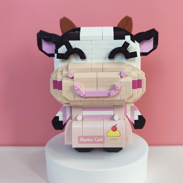 LOZ 9253-9254 Animal World Cow Girl Boy Dairy Cattle Smile Pet Doll Model