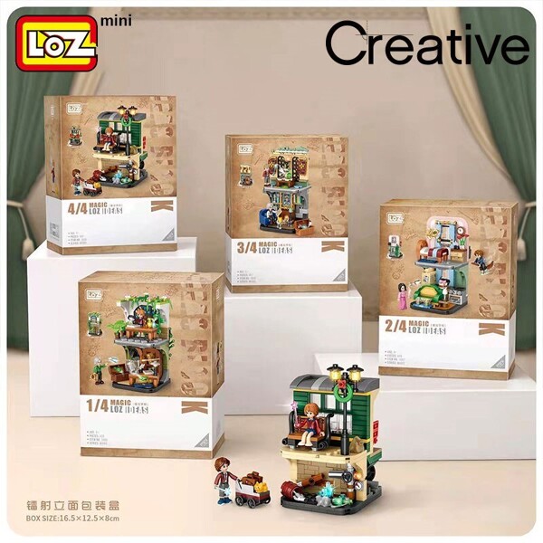 LOZ 1666 Magic Academy Street View Mini Small Particle Assembled Toys Puzzle
