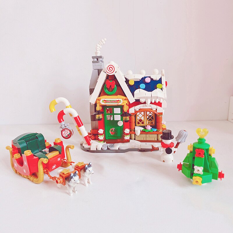 LOZ 1223-1224 Merry Christmas Winter Candy Sweet Store House Snowman Architecture