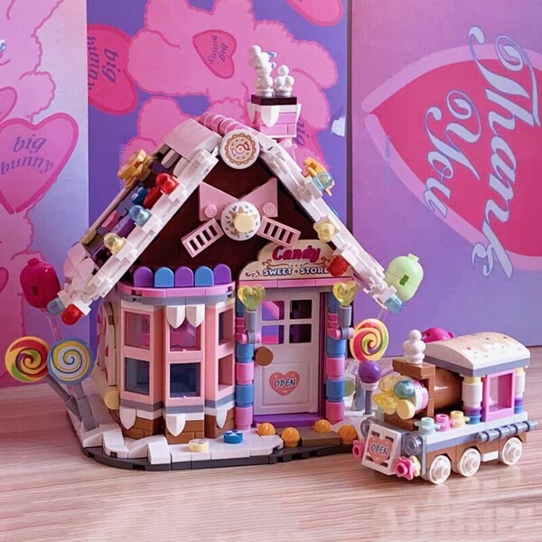 LOZ 1223-1224 Merry Christmas Winter Candy Sweet Store House Snowman Architecture