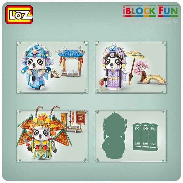 LOZ 8107 building blocks Guochao Wusheng Panda Peking Opera