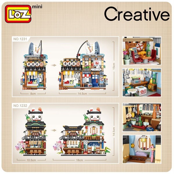 LOZ 1231 building blocks Japanese-style street view izakaya store mini puzzle