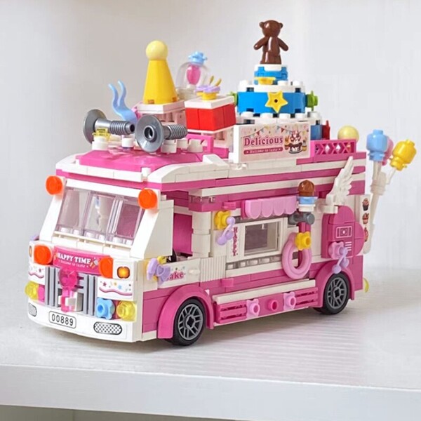 Lezi 00889 Bear Wedding Birthday Cake Car Food Truck Model