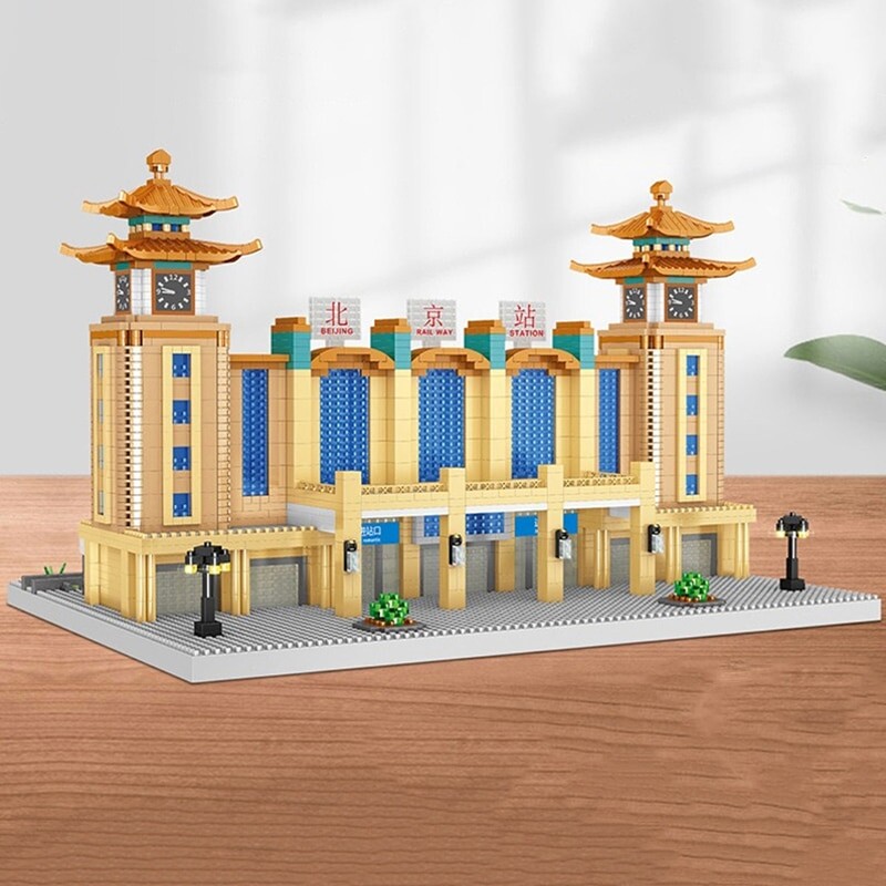 Lezi 8214 World Architecture Beijing Railway Station Tower Train - LOZ  Blocks Official Store