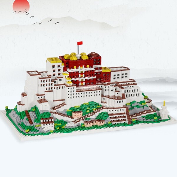 Lezi 8230 World Architecture Lhasa Potala Palace Flag Tree Model