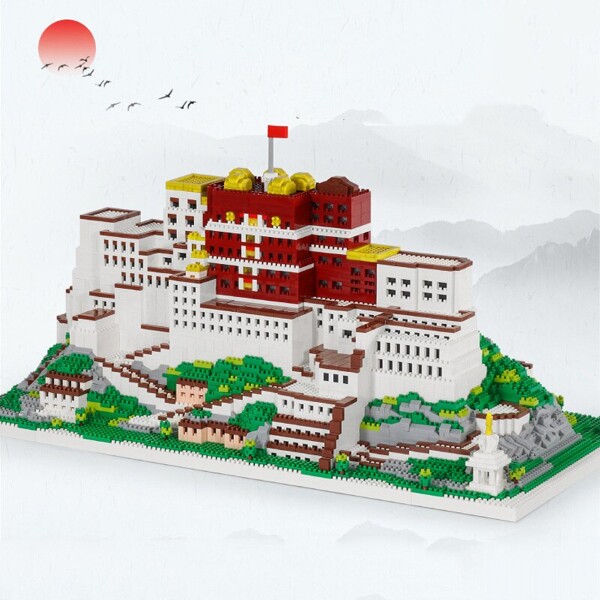 Lezi 8230 World Architecture Lhasa Potala Palace Flag Tree Model