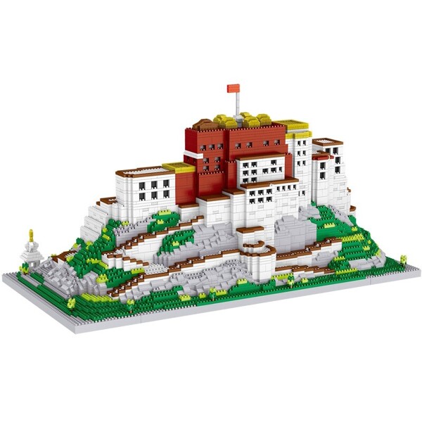 Lezi 8230 World Architecture Lhasa Potala Palace Flag Tree Model