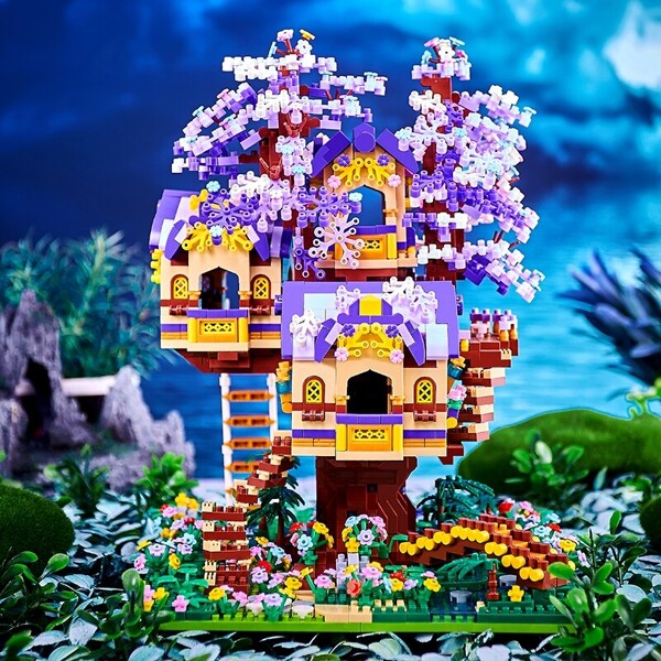 Moyu 92015 Architecture Elf Tree House Forest Cabin Flower Garden 3D