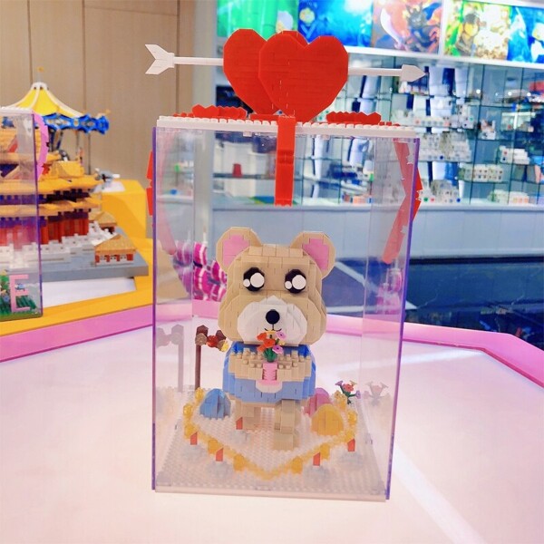 Moyu 93006 Love Bear Heart Flower Bouquet Animal Doll Display Box