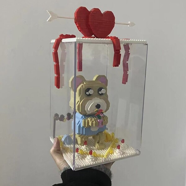 Moyu 93006 Love Bear Heart Flower Bouquet Animal Doll Display Box