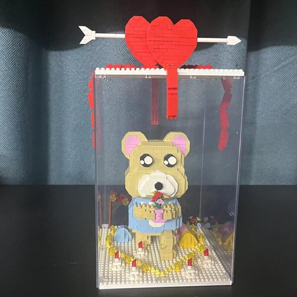 Moyu 93006 Love Bear Heart Flower Bouquet Animal Doll Display Box