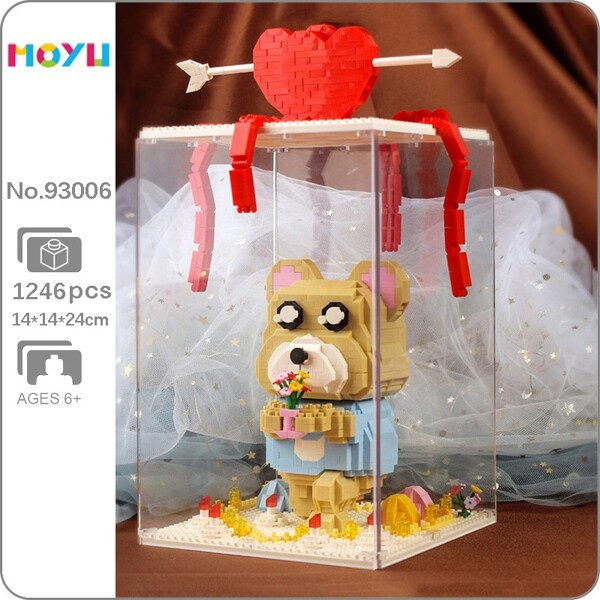 Moyu 93006 Love Bear Heart Flower Bouquet Animal Doll Display Box