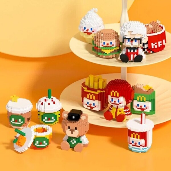 PN 6030-6032 Food Cola Drink Hamburger Ice Cream Coffee Milk Tea Bear Doll