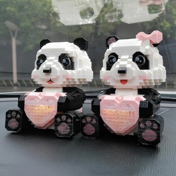 PZ 1003-1004 Animal World Panda Boy Girl Heart Bag Bow Pet Doll