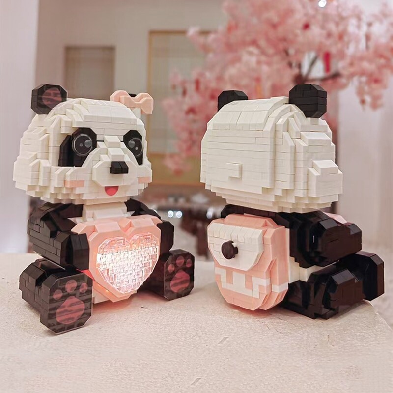 PZ 1003-1004 Animal World Panda Boy Girl Heart Bag Bow Pet Doll