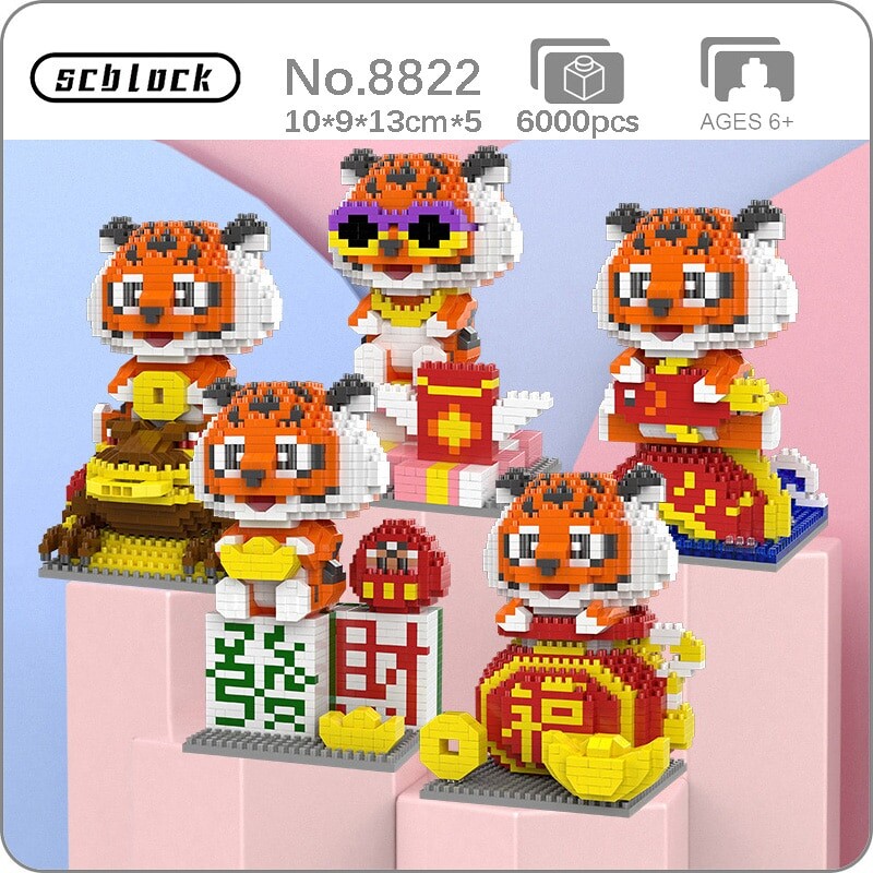 SC 8822 Spring Festival Tiger Year Lucky Fortune Mahjong Pet Animal Model