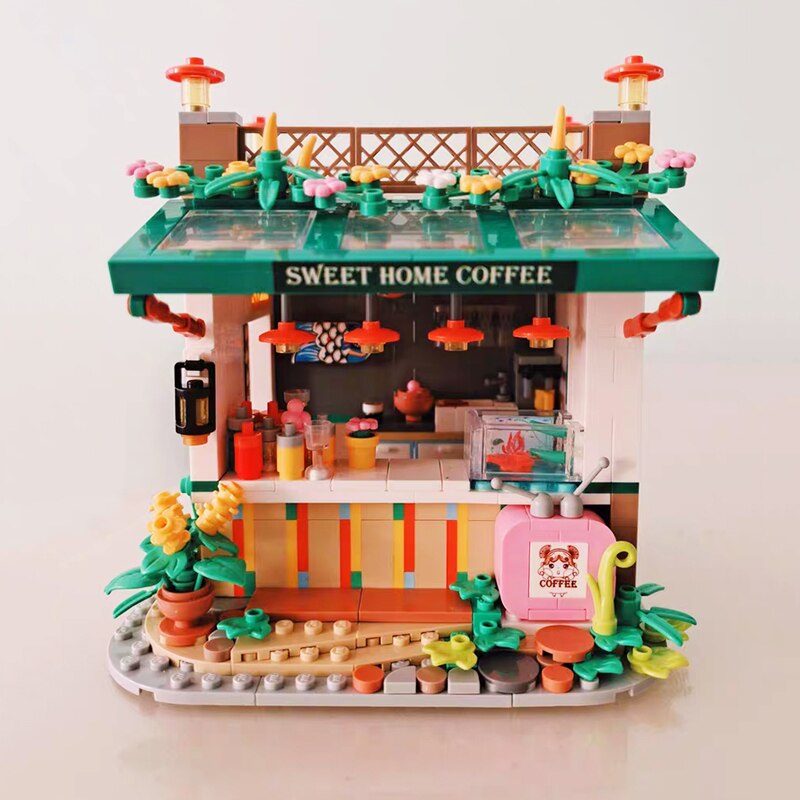 WL 2033-2036 Coffee Shop Bookstore Studio Flower House Architecture 3D