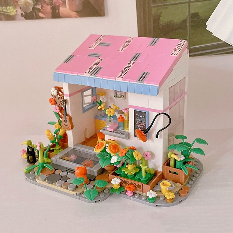WL 2033-2036 Coffee Shop Bookstore Studio Flower House Architecture 3D
