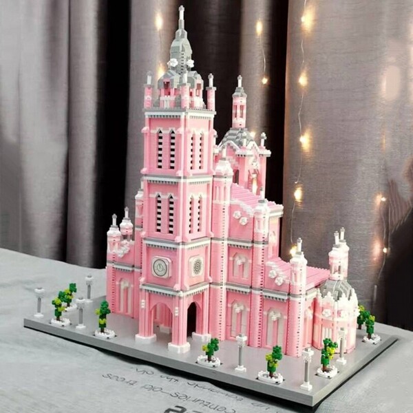 YP 6900 Architecture Pink Sacred Heart Church Tower I Love U