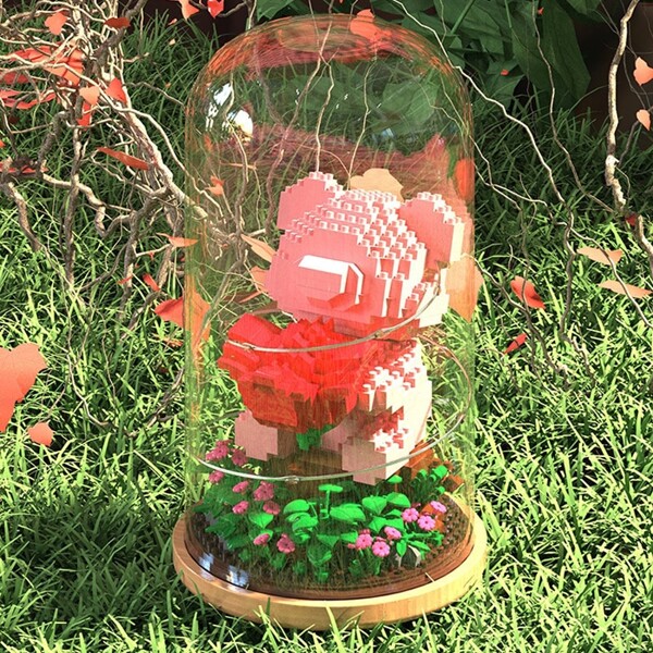 GEJIA 6058 Bear In Garden Holding Rose Love LED Light