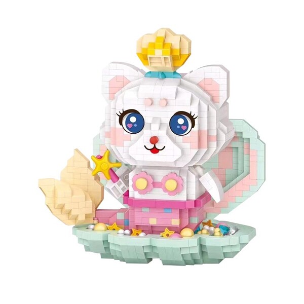 LOZ 8113 Cat Mermaid On Seashell Cartoon