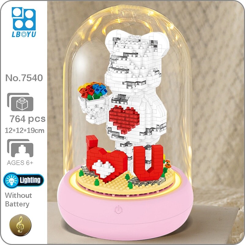 Lboyu 7540 Bear With Flower Heart Love LED Light