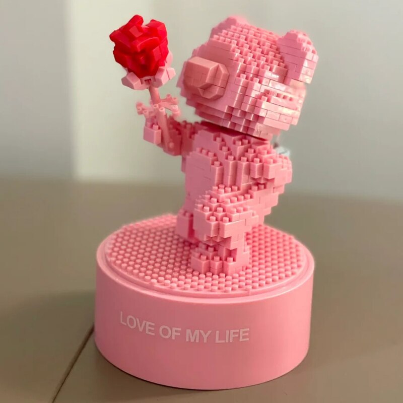 GEJIA 6059 Love Rose Flower Bear Proposal Ring