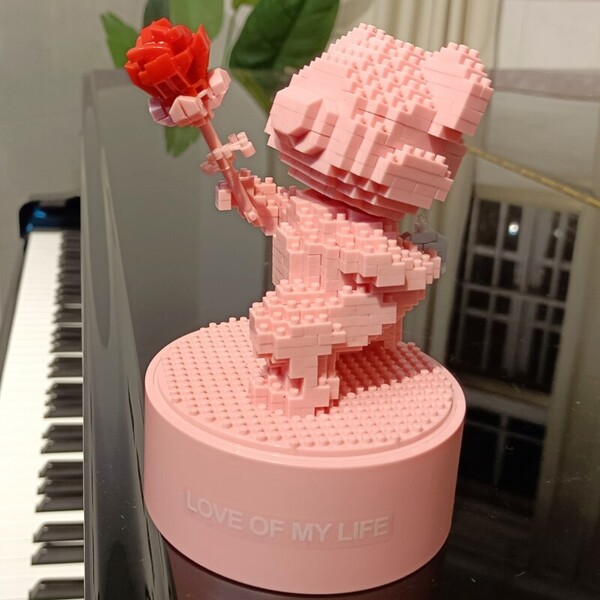 GEJIA 6059 Love Rose Flower Bear Proposal Ring