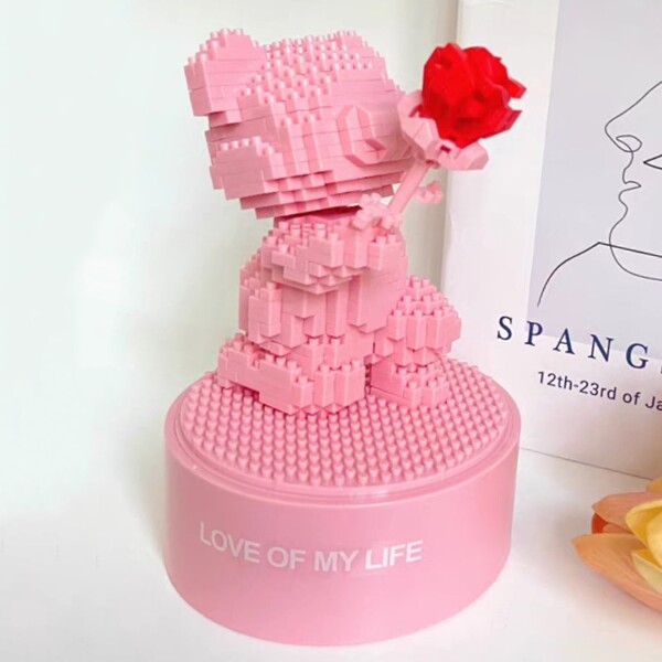 GEJIA 6059 Love Rose Flower Bear Proposal Ring