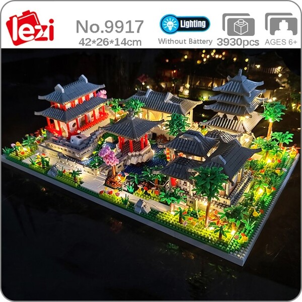 Lezi 9917 Ancient Pavilion Temple With LED Light