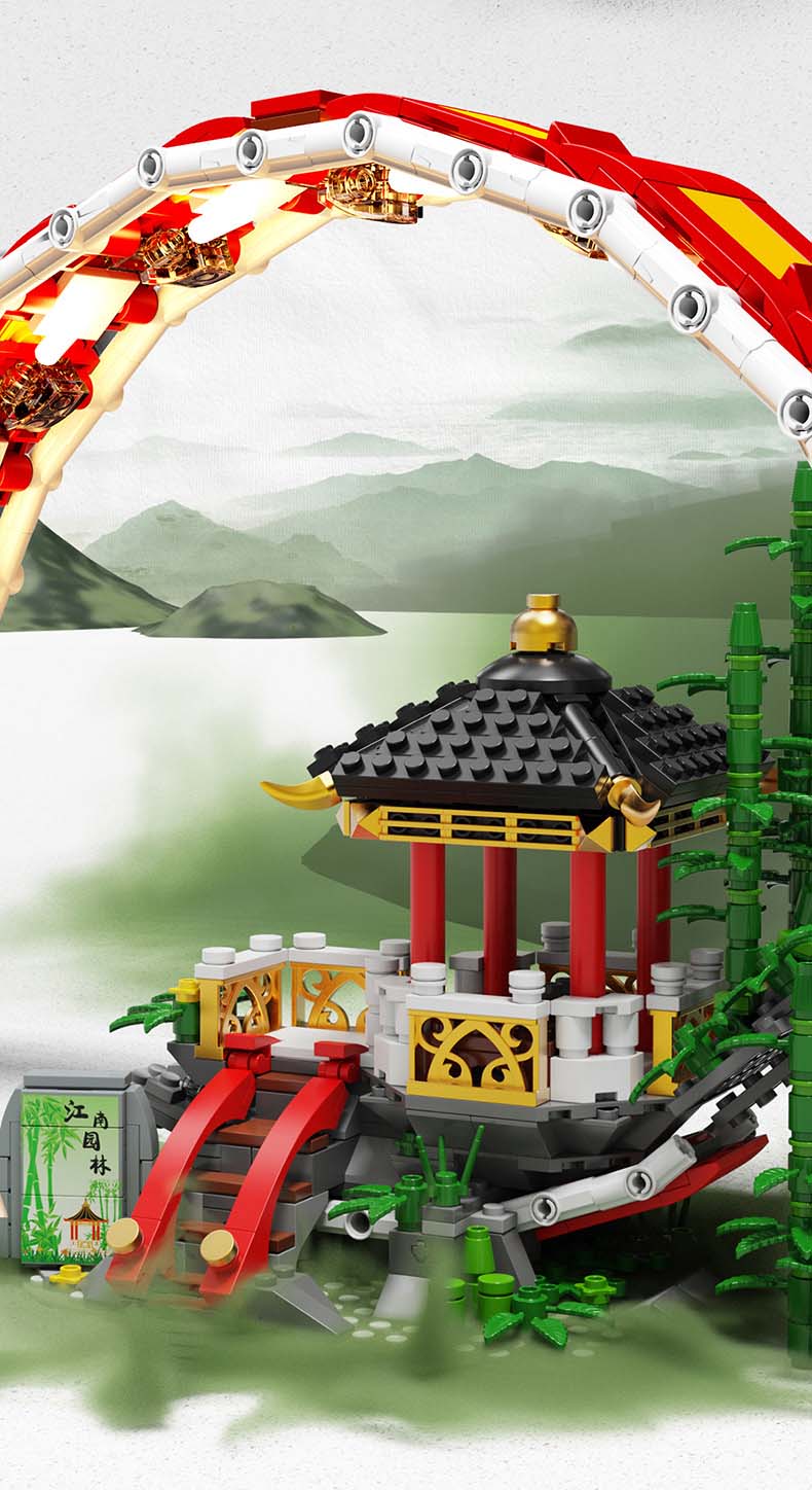 1108pcs Architecture Garden Building Blocks Chinese Classic City House Style Assembly Mini Bricks Toys Gfits