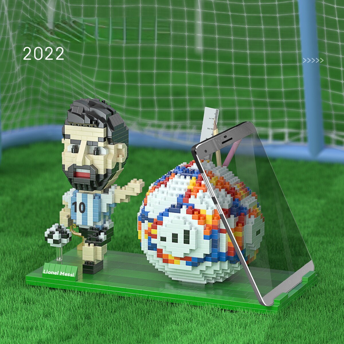 Football Players Famous Star Messi Nymar Pixel Painting Building