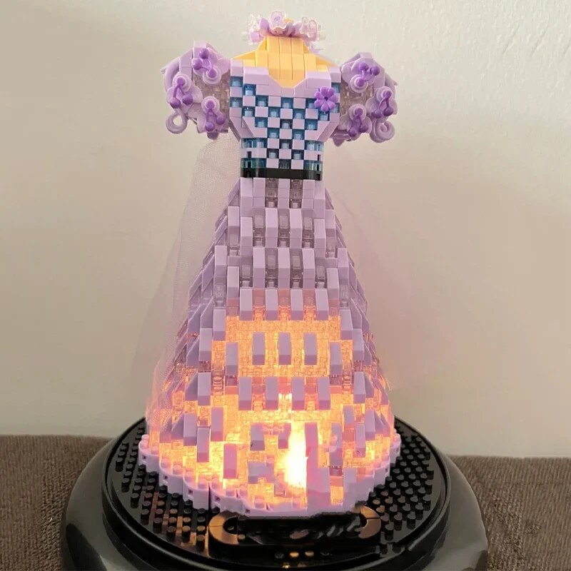 Balody 18416 Purple Bow Flower Wedding Dress LED Light