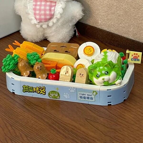 Balody 21105 Cabbage Dog Light Meal Food Bento Egg Sausage Shrimp Corn
