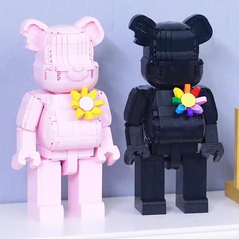 Balody 21165-21166 Pink Black Lover Bear Flower