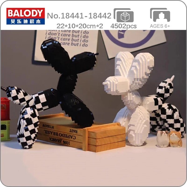 Balody 18441-18442 White Black Balloon Dog