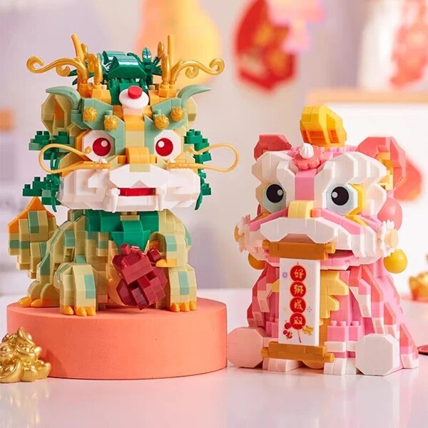 Balody 16371-16374 New Year Mythical Beast Pi Xiu Lion Dance Dragon Koi Carp