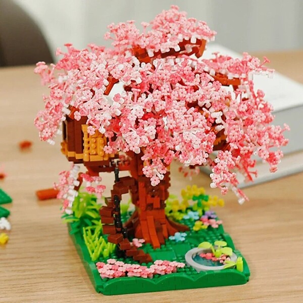 LHCX 605 Cherry Blossom Tree House Sakura Flower Garden Grass
