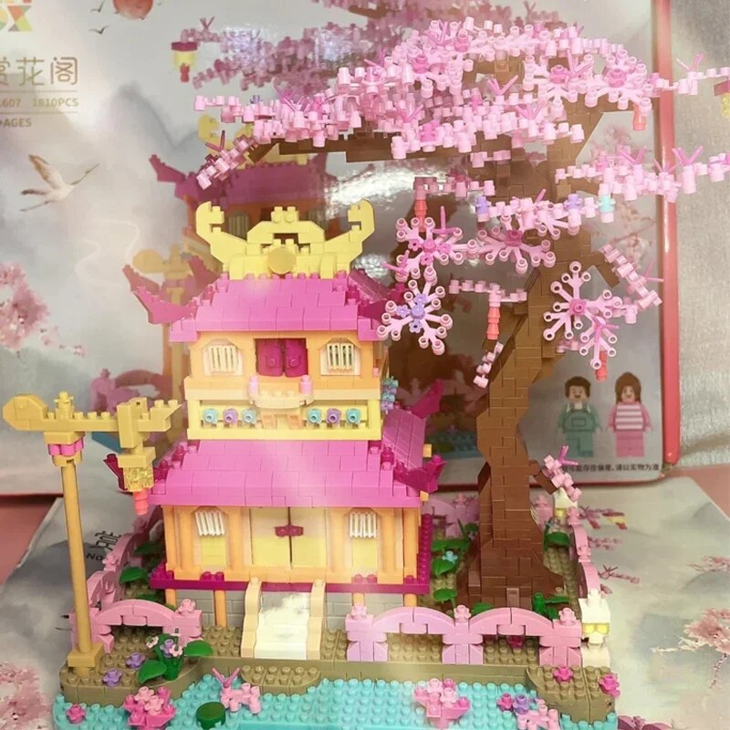 LHCX 607 Cherry Blossom Tree Pavilion Flower House Garden