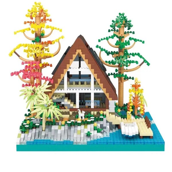 LHCX 617 Lakeside Cabin Forest Wooden House Wharf Speedboat