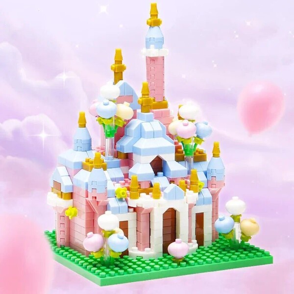 LHCX 637 Amusement Park Castle Tower Balloon Flower Garden