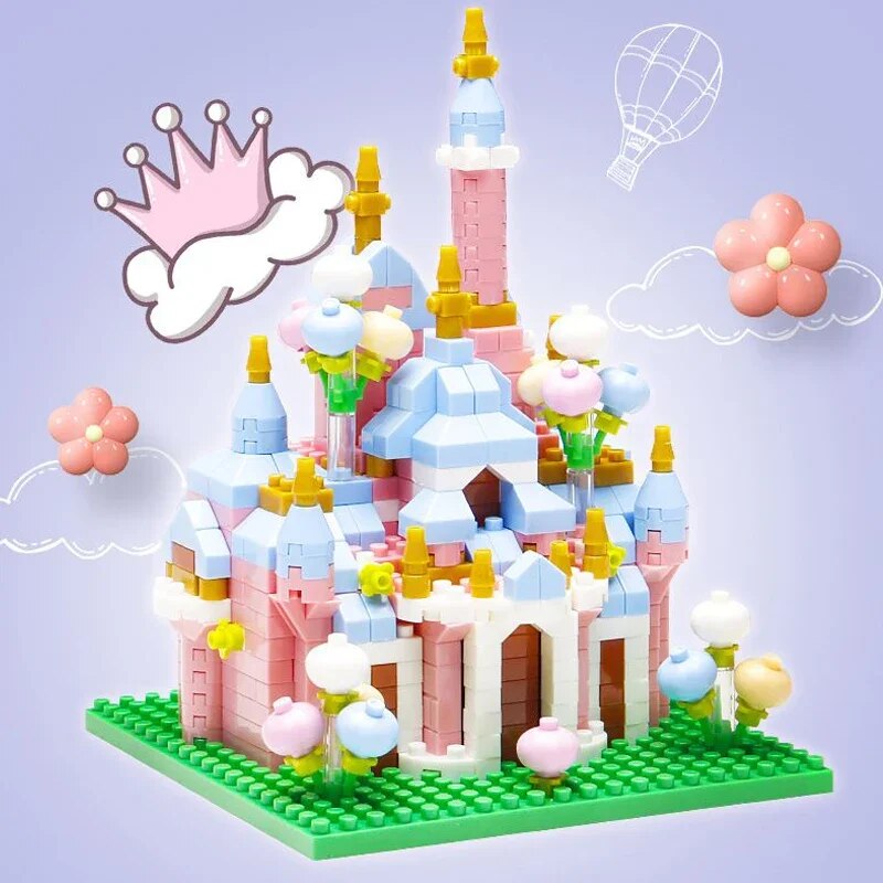 LHCX 637 Amusement Park Castle Tower Balloon Flower Garden