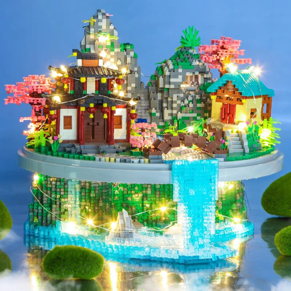 LHCX 816 Peach Garden Village Bridge Waterfall Island Light